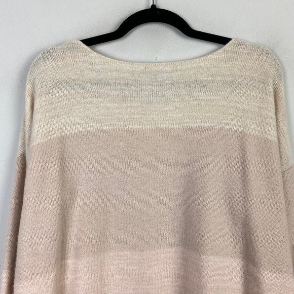 Vince 100% Cashmere Sweater Beige Stripe Oversized Womens Large - Picture 7 of 10